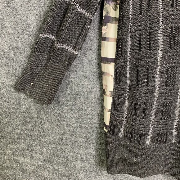 Simply Vera Wang Sweater Top Women Size XS Knit Front Silky Back Gray White - Picture 4 of 16